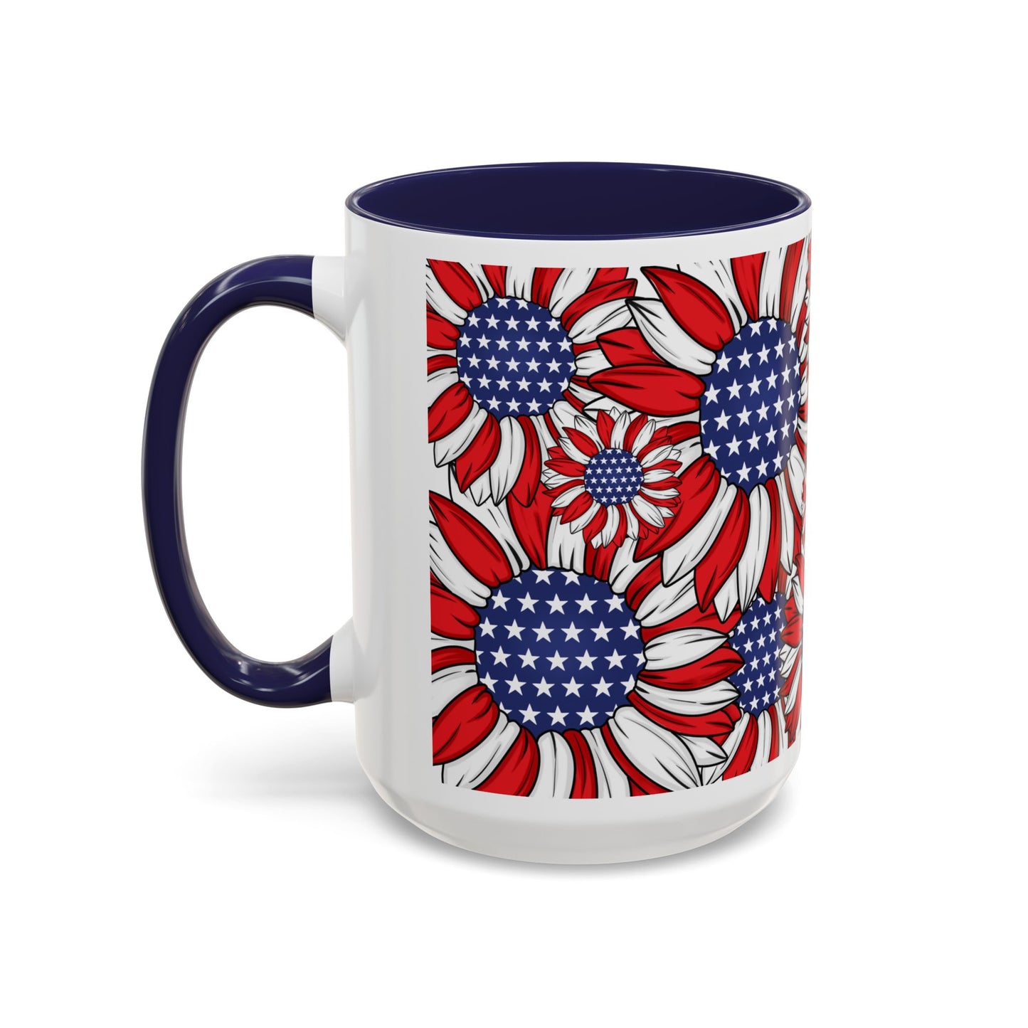 Patriotic Floral Coffee Mug | 11oz & 15oz | Red, White & Blue Décor | Perfect for Independence Day, Gifts & Everyday Use