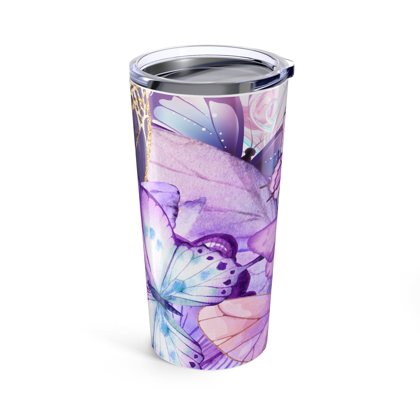 Butterfly-Themed 20oz Tumbler, Floral Travel Mug, Gift for Nature Lovers, Eco-Friendly Drinkware, Birthday, Mother's Day