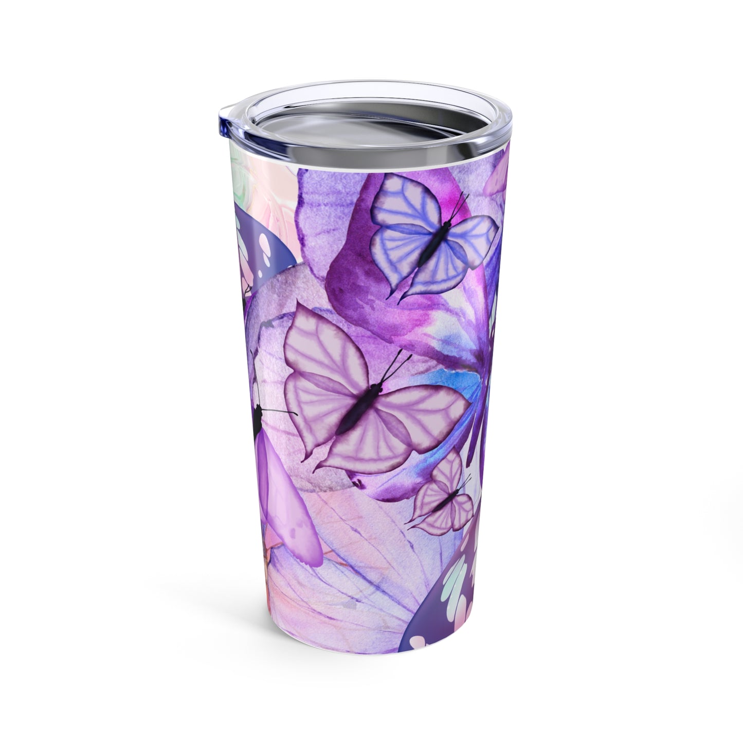 Butterfly-Themed 20oz Tumbler, Floral Travel Mug, Gift for Nature Lovers, Eco-Friendly Drinkware, Birthday, Mother's Day