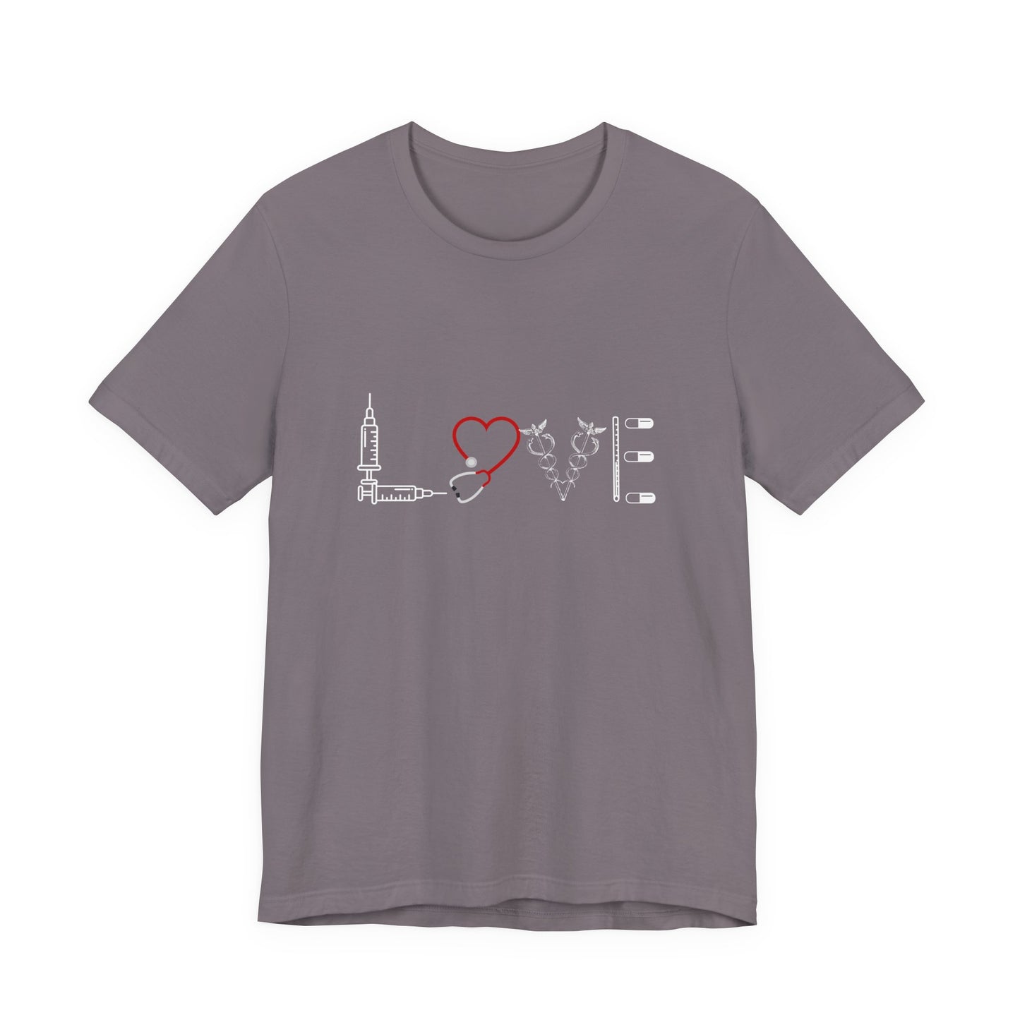 Nurse Tee Love Symbol Medical Tools Unisex Jersey Short Sleeve T-Shirt