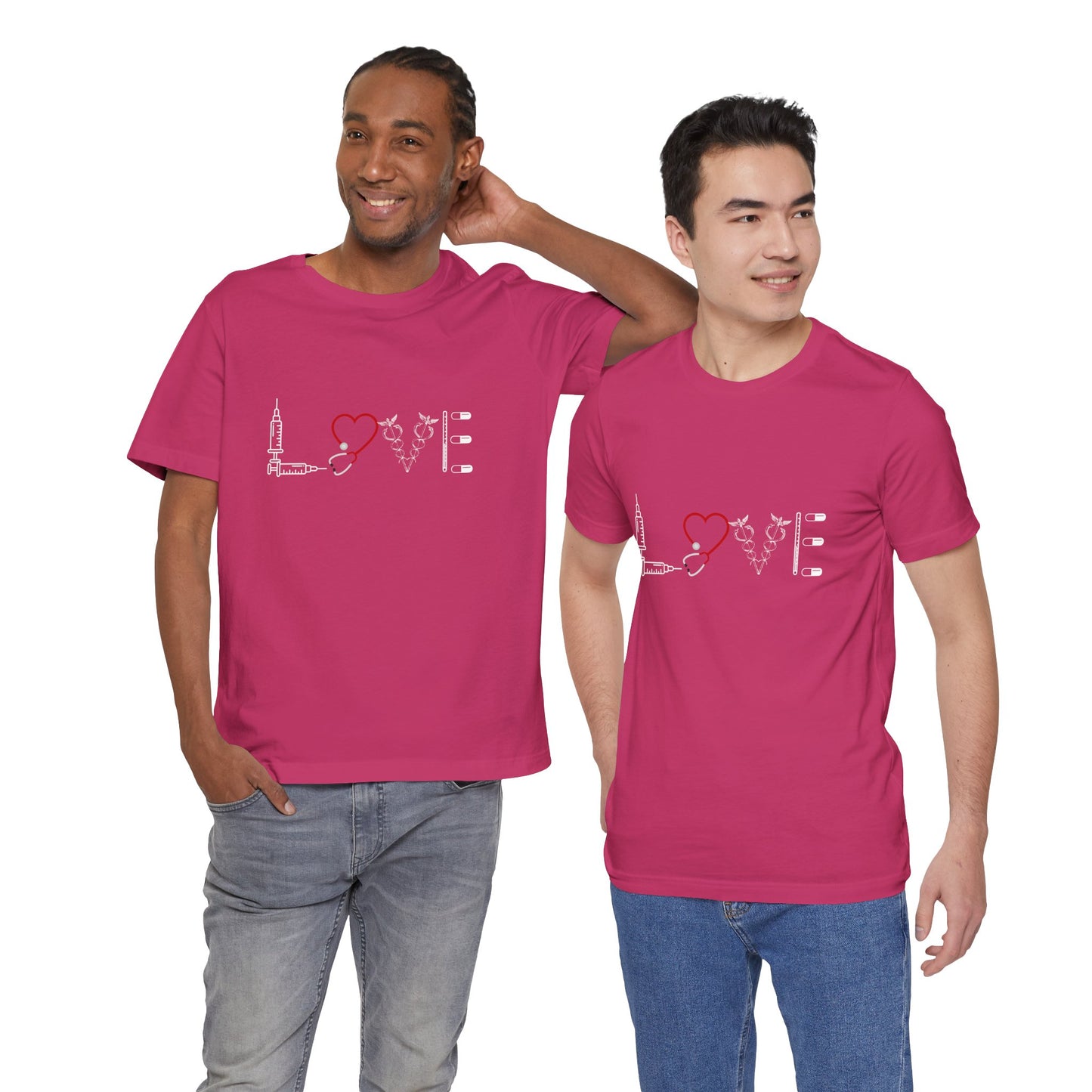 Nurse Tee Love Symbol Medical Tools Unisex Jersey Short Sleeve T-Shirt