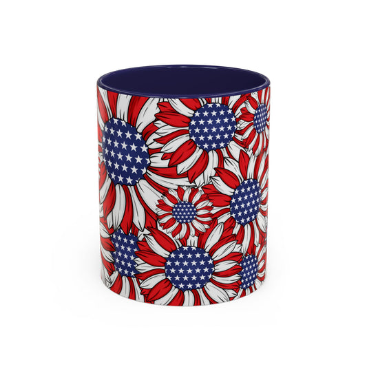 Patriotic Floral Coffee Mug | 11oz & 15oz | Red, White & Blue Décor | Perfect for Independence Day, Gifts & Everyday Use