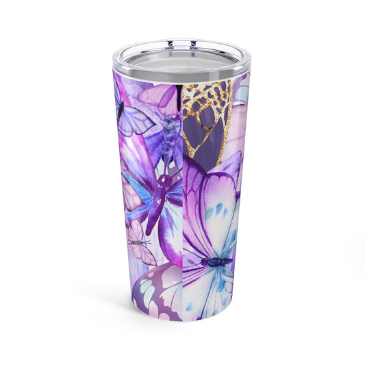 Butterfly-Themed 20oz Tumbler, Floral Travel Mug, Gift for Nature Lovers, Eco-Friendly Drinkware, Birthday, Mother's Day