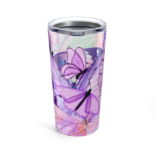 Butterfly-Themed 20oz Tumbler, Floral Travel Mug, Gift for Nature Lovers, Eco-Friendly Drinkware, Birthday, Mother's Day